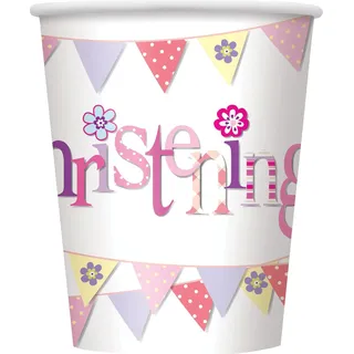 Unique Party - Fahnen - Wegwerf-Tasse, Papier, Taufe SG33364 (Einheitsgröße) (Pink) - Rosa
