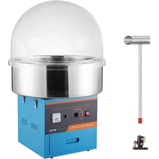 VEVOR Elektrische Zuckerwattemaschine, 1 kW Zuckerwattegeräte, Kommerzielle Zuckerwattemaschine mit Abdeckung, Edelstahlschüssel, Zuckerschaufel, Schublade, für Kindergeburtstage, Familienfeiern, Blau