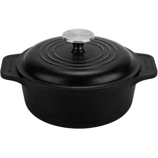 Victoria Dutch Oven Gusseisen Emailliert, Induktion 20cm, Topf Brot Backen 1,9 L, PTFE und PFOA Frei, Geeignet für Feuer, Grill, Backofen, Ceranfeld, Kochfeld, Gas