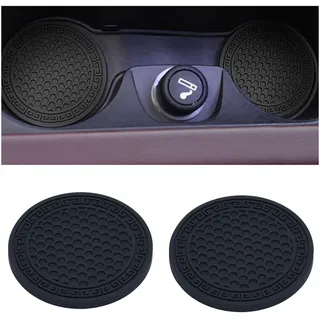 JNNJ 2 Stück Wabenmuster Auto Untersetzer, Auto-Untersetzer Aus PVC-Kunststoff Für Reisen, Einsatz Untersetzer Slip Innen Tasse Fahrzeug Zubehör Matten Waben(Schwarz)