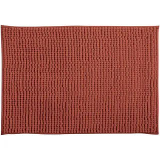 MSV Badteppich Badvorleger Duschvorleger Chenille Hochflor Badematte 50x80 cm – Terracotta Rot