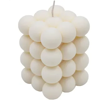 Ordinate Bubble Candle | handmade aesthetic Kerzen | Wohnzimmerdeko | bubblekerzen in Cube Modern | Parfümfrei | Vegan kugeln würfel candles | 6.5x6.5x9cm (Weiß)