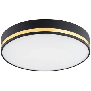 Deckenleuchte , Schwarz, Weiß, Goldfarben , Metall, Glas , rund , 25x25x8 cm , Ce , Lampen & Leuchten, Leuchtenserien