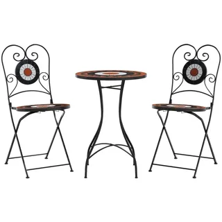 SYFAXTM Mosaik-Bistro-Set Terrakottarot und Weiß Eisen und Keramik - Orange