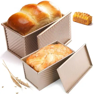 DUBUOZA Antihaft Brot Toastform mit Deckel 2 Stücke Toast Backform mit Deckel Backform Toastbrot Brotbackform Geeignet zum Backen von Brot, Gebäck und Kuchen
