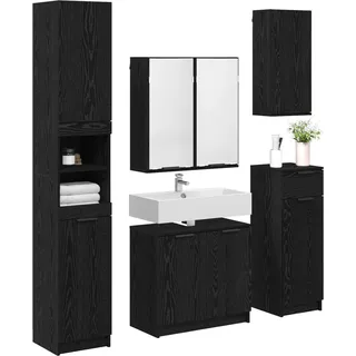 vidaXL Badezimmermöbel-Set 5 stk. Schwarz Eichen-Optik - Schwarz