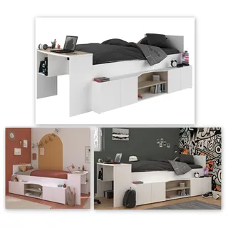 Parisot Hochbett Cleo 90 x 200 cm Eiche weiß