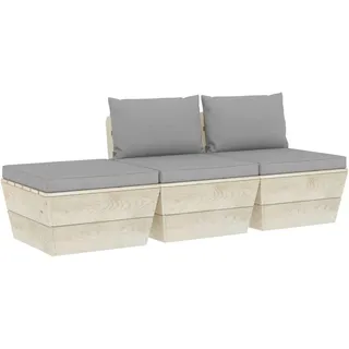 SYFAXTM 3-tlg. Garten-Sofagarnitur aus Paletten mit Kissen Fichtenholz - Grau