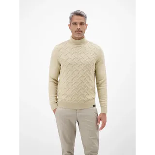 Rollkragenpullover LERROS "Stylischer Rollkragenpullover - modisch gemustert", Herren, Gr. 3XL, tender beige melange, 100% Baumwolle, ohne Ausschnitt, Pullover Rollkragenpullover
