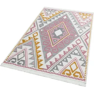 Kelim Arya 08 pink/yellow (80x300 cm) - Rosa, Gelb