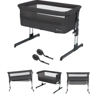 Bebeconfort Calidoo, 2-in-1 Beistellbett Baby & Stubenwagen, 0–6 Monate (0–9 kg), verstellbarer Co-Sleeper, 5 Höhen, große gepolsterte Matratze, Seiten aus Netz, faltbare Seite, Tinted Graphite