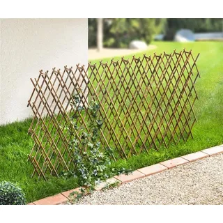 Weidenzaun "Ziehharmonika" variabel, Rankgitter aus Weide, Beeteinfassung flexibel, Beetbegrenzung ausziehbar, Holz Rankhilfe, Beetzaun