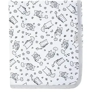 Ti TIN | weiche, saugfähige Babydecke, 80x75 cm | Krabbeldecke aus 100% Baumwolle mit doppellagigen Stoff, Babydecke fürs Auto, Wiege, Kinderwagen, Babyschale, etc, Katze-Motiv, grau