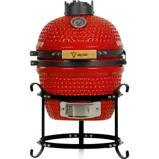 BBQ-Toro Kamado Grill Holzkohlegrill Ø 32 cm "HAIIRO" mit Grillrost und Thermometer, Rot - Rot