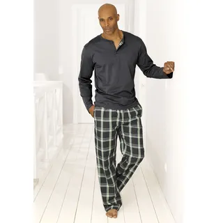 H.I.S. Pyjama mit langer karierter Webhose Grau 44/46