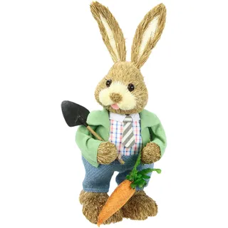 I.GE.A. Dekoobjekt »Hase« Mit Karotte aus Bast Osterhasen Deko Osterdekoration Frühling Figur, grün