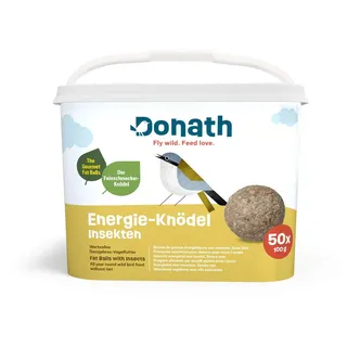 Donath Energie-Knödel Insekten ohne Netz - Meisenknödel - 100g je - der Feinschmecker- Ganzjahres Wildvogelfutter - aus unserer Manufaktur in Süddeutschland - 50er Eimer