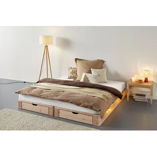 OTTO home Palettenbett »"ALASCO " BESTSELLER! Mit Schublade« zertifiziertes Massivholz, erweiterbar zum Doppel- oder Familienbett, beige