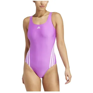 Adidas Damen 3 Stripes Swimsuit Badeanzug, Purple Burst/White,