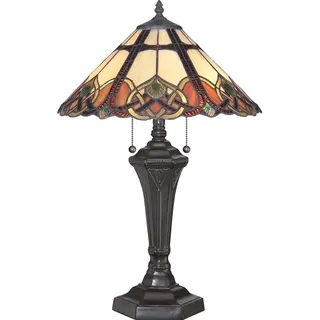 Tiffany Lampe ETERNO 2 Zugschalter Buntglas 60cm hoch Wohnzimmer Tischleuchte