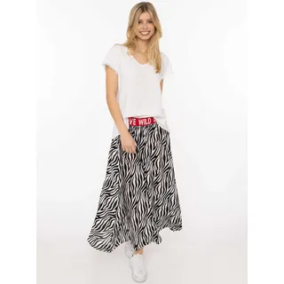 Maxirock ZWILLINGSHERZ "Classic Zebra", Damen, Gr. S/M, schwarz, Web, Obermaterial: 100% Viskose, Röcke Maxirock, Zebramuster, Gummizug mit Schrift, leichtes Material, knöchellang, Topseller