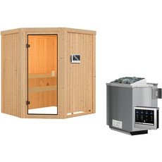 Bild Sauna Faurin inkl. 9 kW Bio-Kombiofen mit ext. Strg., Glastür Bronziert