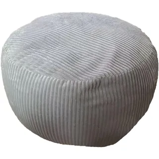 Relaxdays Pouf, Cord, HxD: 25 x 35 cm, Polystyrol-Füllung, rundes Bodensitzkissen, Wohnzimmer, Hocker, Sitzpouf, hellgrau