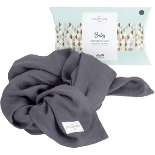 Mabyen Premium Baby Musselin Tuch - Mullwindel Spucktuch aus Musselin, 100% Bambus, 80x80cm, Dunkelgrau für Junge und Mädchen