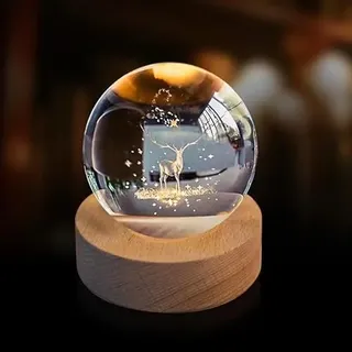3D Kristall Wapiti Ball Figurine Feng Shui Büro Dekorative Sturm Glaskugel Bälle Ornamente Tier Wapiti Statue Handwerk (60mm)...