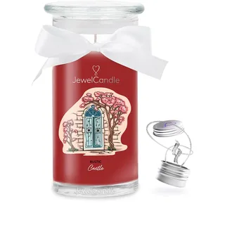 JuwelKerze Rustic Castle Halskette Silber - große Schmuckkerze 80 Std - Duftkerze mit würzigem Duft - Kerze mit Schmuck - Geschenke für Frauen, Geburtstag