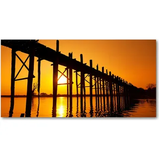 Tulup® Küchenrückwand Spritzschutz aus Glas -100x50 -Spritzschutz auf gehärtetes GlasDeko Sehenswürdigkeiten Sonne Brücke