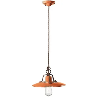 Vintage Land Eisen und Orange Keramik Kronleuchter 1 Licht E27 30Cm - Orange