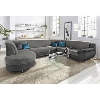 TRENDMANUFAKTUR Wohnlandschaft Kunstleder 3-Sitzer Grau