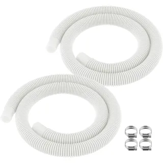 Schwimmbadschlauch Poolschlauch Ø 32mm - für Intex oberirdische Pools Zubehör Poolpumpe Ersatzschlauch, Poolfilter Ersatzschlauch 59" x 1.25" mit 4 Klammern - 2St
