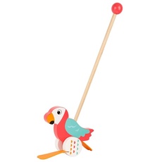 Small Foot - Wooden Push Figure Parrot Lori with Stick