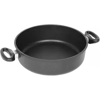 AMT Gastroguss Schmortopf, Ø 26 cm, 8 cm hoch, Bratpfanne mit zwei Seitengriffen, induktionstauglich, backofenfest, Lotan® Antihaft-Veredelung, Aluguss (Aluminium), AMZN-I-826