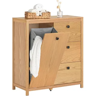 SoBuy Wäscheschrank mit ausklappbarem Wäschetruhe MDF Natur BZR97-N