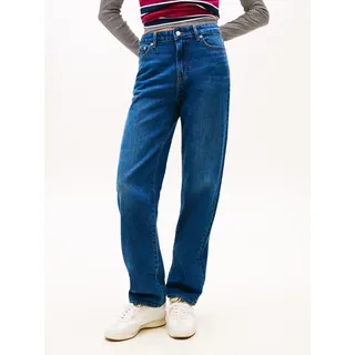 Straight-Jeans TOMMY JEANS "KIRA MR SLIM STR", Damen, Gr. 27, Länge 30, denim schwarz, Denim/Jeans, Obermaterial: 99% Baumwolle, 1% Elasthan, Abriebeffekte, regular fit knöchellang, Jeans Straight-Jeans