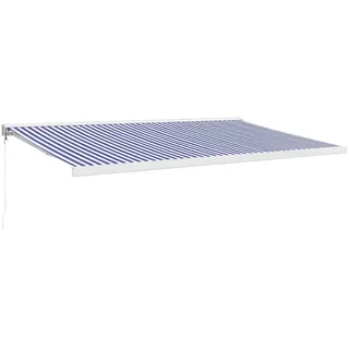 vidaXL Markise Einziehbar Blau und Weiß 5x3 m Stoff und Aluminium - Blau