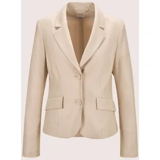 Kurzblazer MADELEINE "Blazer Floraler Kurzblazer mit Reverskragen", Damen, Gr. 40, beige (berber), Obermaterial: 54% Leinen LI. 36% Viskose CV. 9% Polyester PES. 1% Elasthan EL., Modern, normal, Blazer Kurzblazer