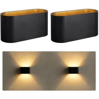 SSC-LUXon 2 Stück JOBERO Wandleuchte Innen schwarz - Wandlampe Gold Design Up Down Leuchte Fassung für 1x G9 Leuchtmittel
