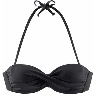 Bandeau-Bikini-Top S.OLIVER "Spain", Damen, Gr. 34, Cup C, schwarz, Microfaser, Microfaser, unifarben, Bikini-Oberteile Bandeau-Bikini-Top, in unifarben mit Wickeloptik, Topseller