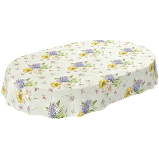 Wachstuchtischdecke abwaschbar Garten Tischdecke Wachstuch Rund Oval Eckig Indoor Outdoor Blumen Muster Oval 200x140cm