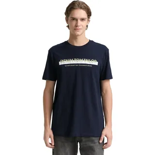 TOM TAILOR Denim T-Shirt mit Logofrontprint, blau
