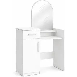 Schminktisch OTTO HOME "Trympo 1, Kosmetiktisch, Frisiertisch, Schminkkommode, Toilettentisch", weiß, weiß, weiß, B:85,6cm H:139cm T:39cm, Tische, Schminktisch, Schminktisch mit Spiegel und Stauraum (1 Schublade, 1 Tür)