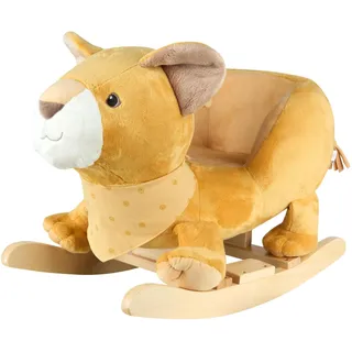 Sterntaler Schaukeltier Löwe Leo - Schaukelpferd aus Flausch & Holz - weiche Sitzfläche - Spielzeug Wippe für Kleinkind - Indoor - Geschenk Idee - Unisex, mattgelb