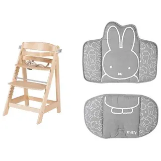 roba Treppenhochstuhl mitwachsend, Sit Up FUN, Holz hellbraun, abnehmbares Essbrett, Sitzverkleinerer Miffy