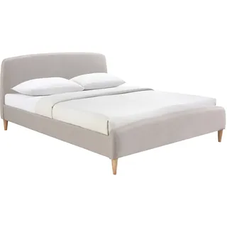 Skandinavisches Bett 140 x 200 cm Stoff Beige NIELS