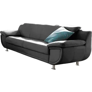 TRENDMANUFAKTUR 3-Sitzer »Rondo, Breite 207 cm, breite Armlehnen, Füße chromfarben« wahlweise mit Federkern, pflegeleichte Bezügen, Unser Dauertiefpreis, schwarz,