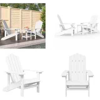 vidaXL Adirondack Gartenstühle mit Tisch HDPE Weiß - Gartenstuhl - Gartenstühle - Gartenstuhl Und Tisch - Terrassenstuhl - Weiß